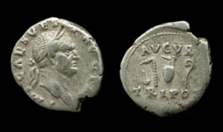 Vespasian, Denarius, Priestly Implements reverse